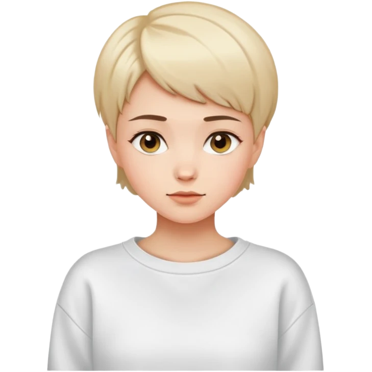 A beautiful short-haired girl wearing a white sweatshirt emoji