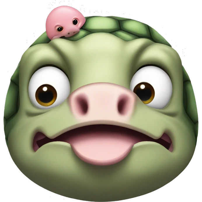 turtle with a thumb shaped homer head with a pig touch  emoji