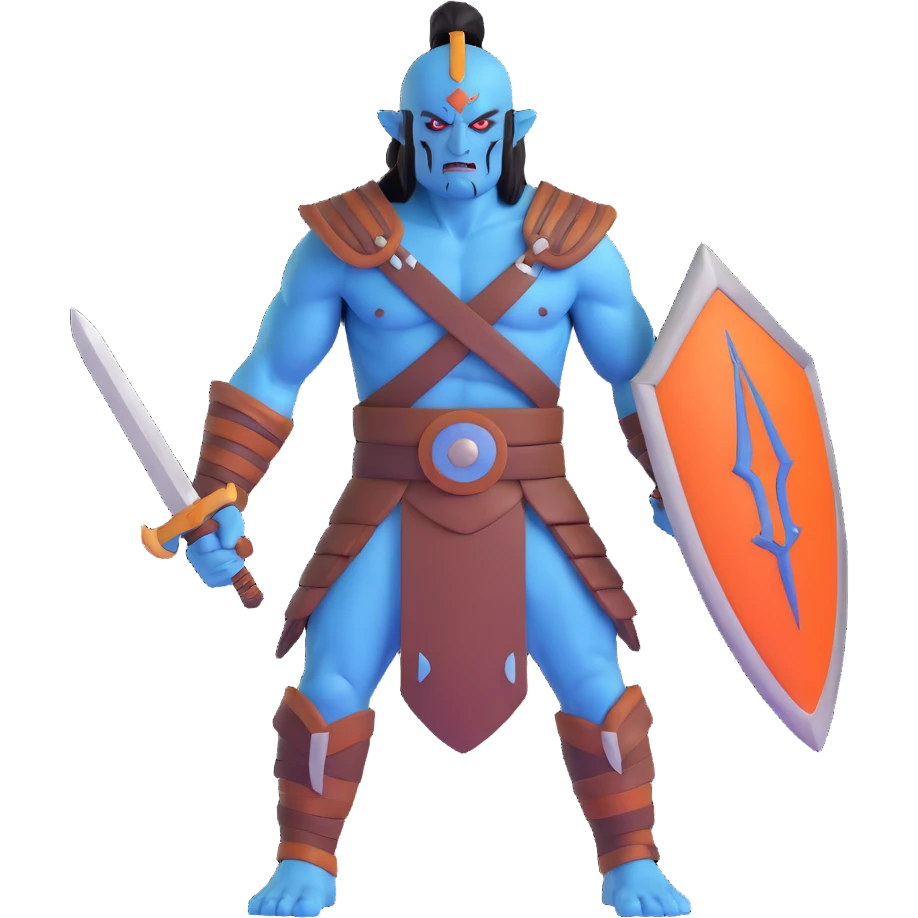 blue-skinned giant warrior with stitched skin emoji