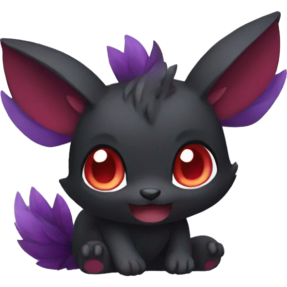 Cute cool dark black red purple animal hybrid Fakemon full body emoji