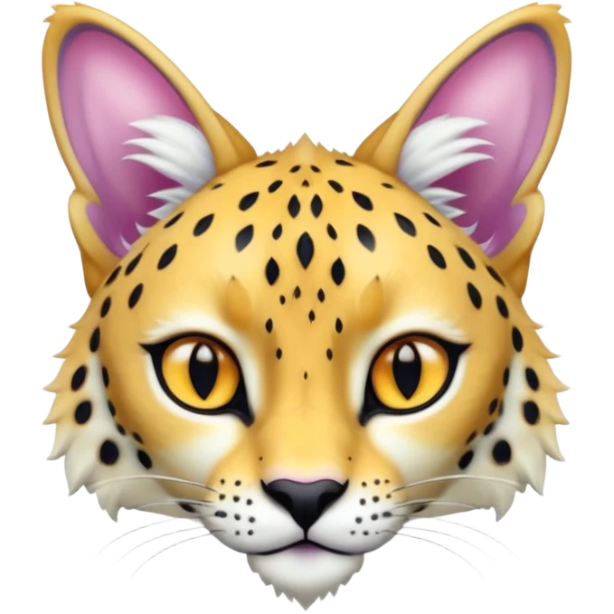 Colorful shiny albino melanistic Caracal-Cheetah-Serval-Trico-Sergal-Vernid-fusion-hybrid-animal-creature, dull body emoji