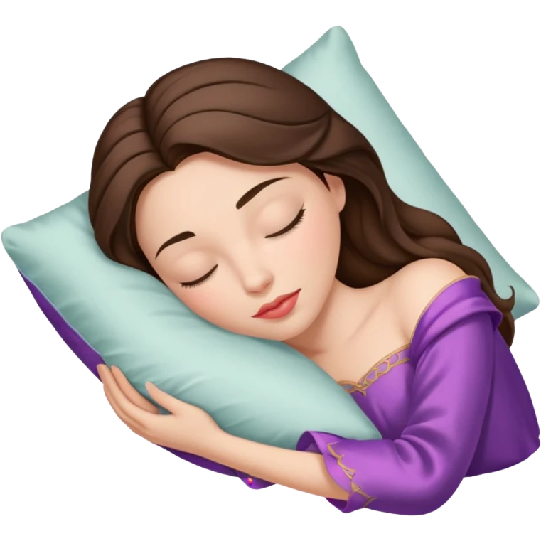 sleeping beauty brunette white girl with a silk pillow emoji