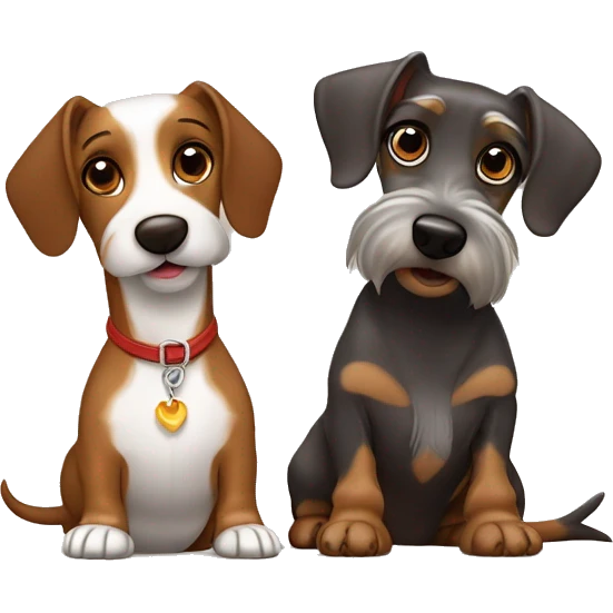 Weiner dog and schnauzer brown ￼ emoji