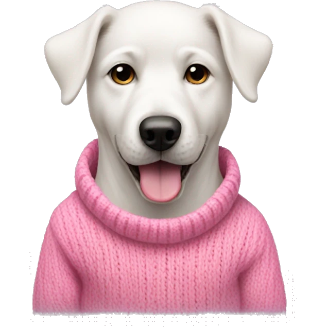 White dog with pink sweater emoji