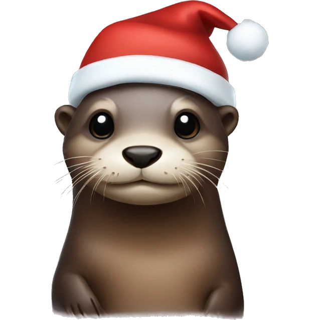 Otter with Christmas hat emoji