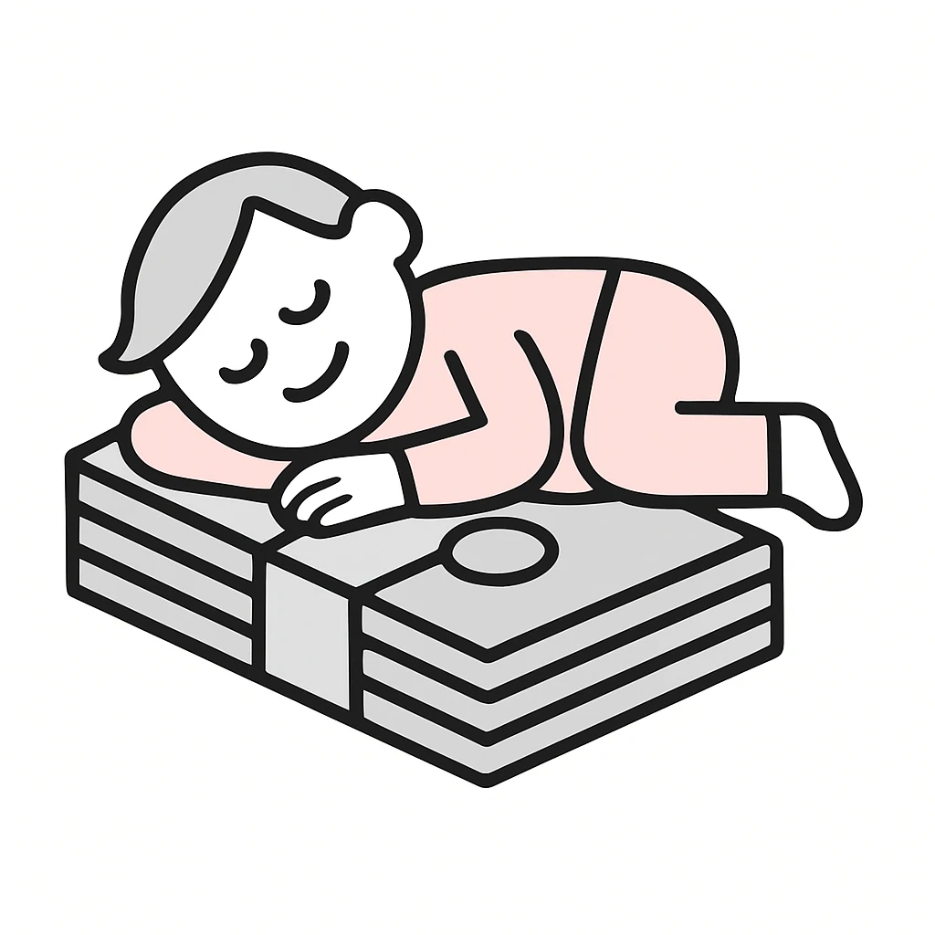 happy person napping on mattress of money emoji