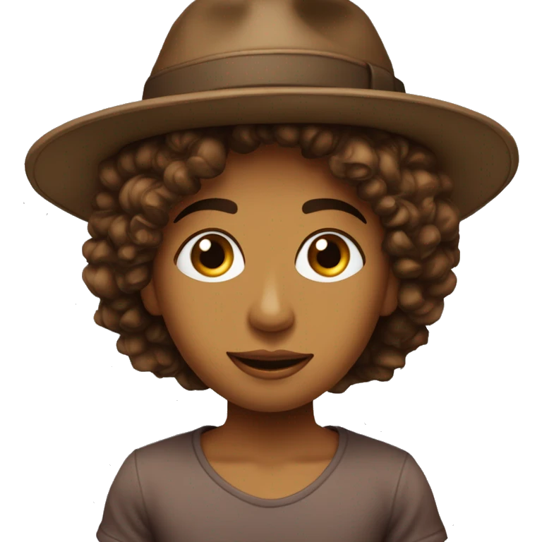 Cheveux : crépu
Yeux : Marron.
Accessoires : Porte un chapeau stylé.
Style : T-shirt artistique et tient un livre. emoji