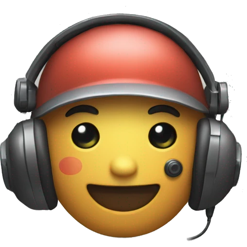 macro qui joue avec une manette et un casque emoji