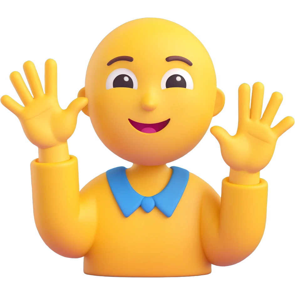 A classic yellow round emoji-style face using both hands to point at itself, with a proud or playful expression. The gesture clearly means "me" or "myself". Simple cartoon style on a clean background emoji