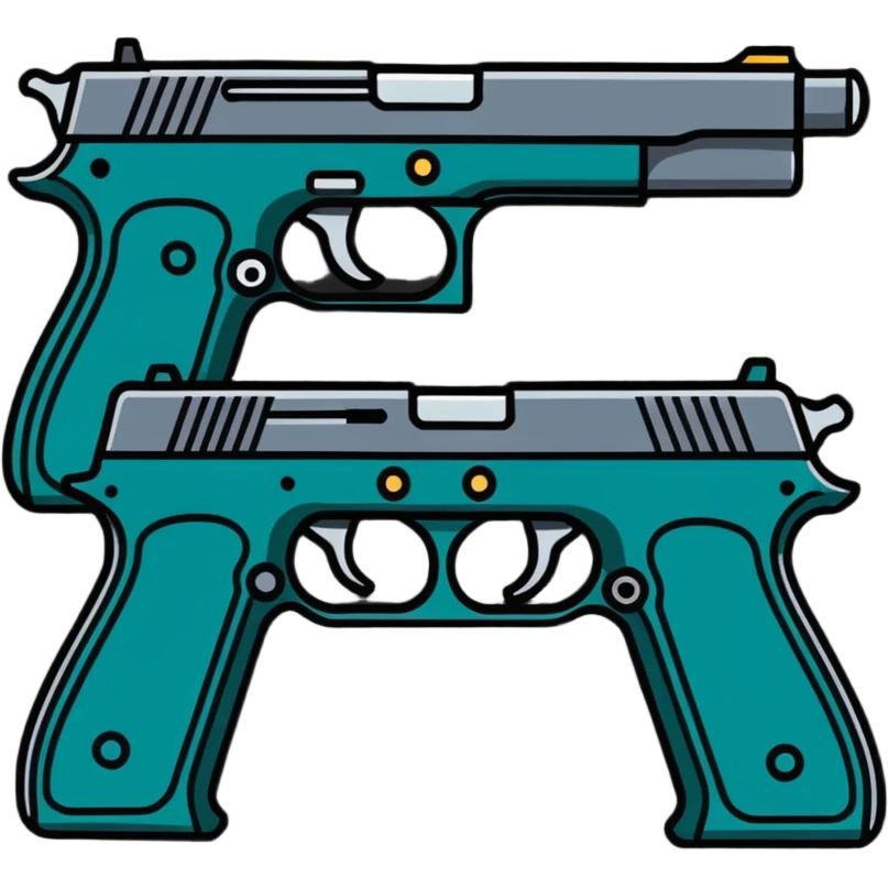 dual pistols cartoonish sticker style emoji