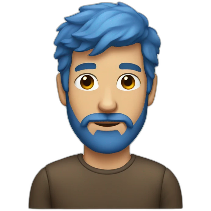man with brown beard and blue hair emoji