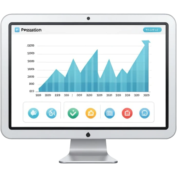 computer screen displaying a single presentation slide with a title line and chart icon emoji