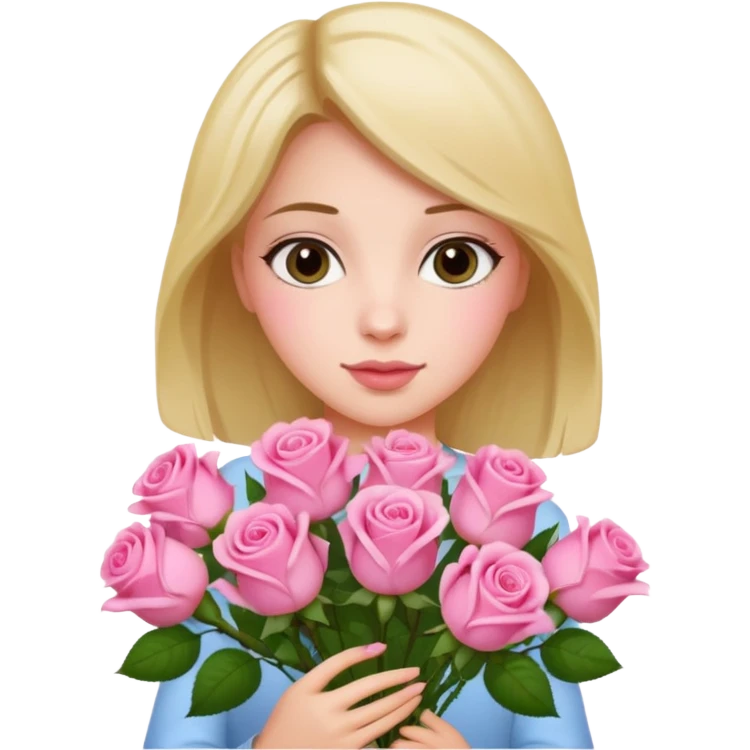 girl with a bouquet of pink roses  emoji
