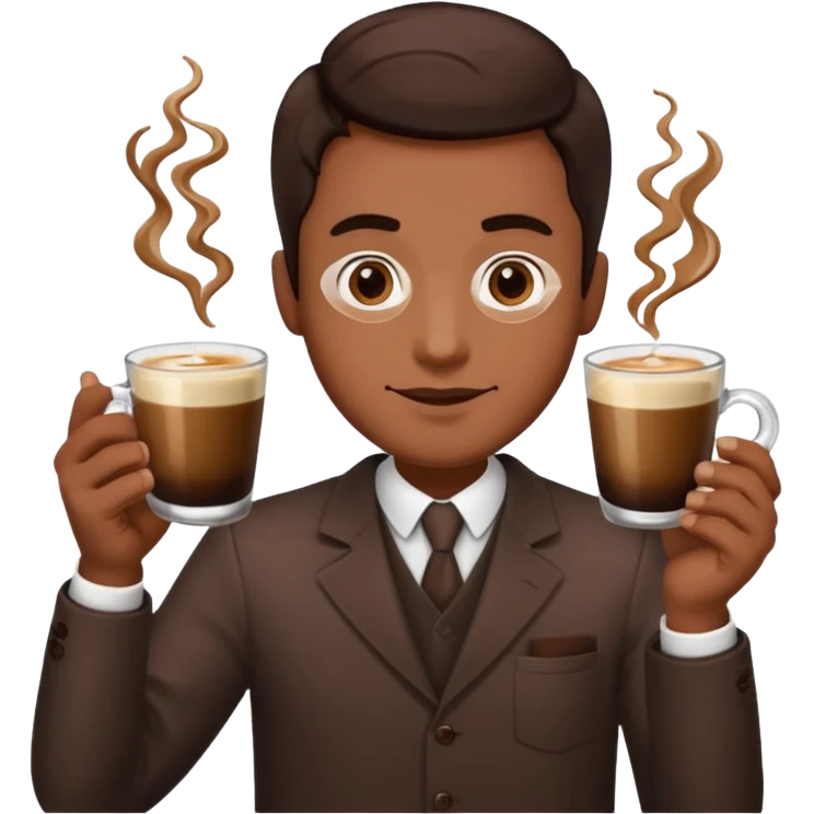 a man with two glasses of coffee emoji