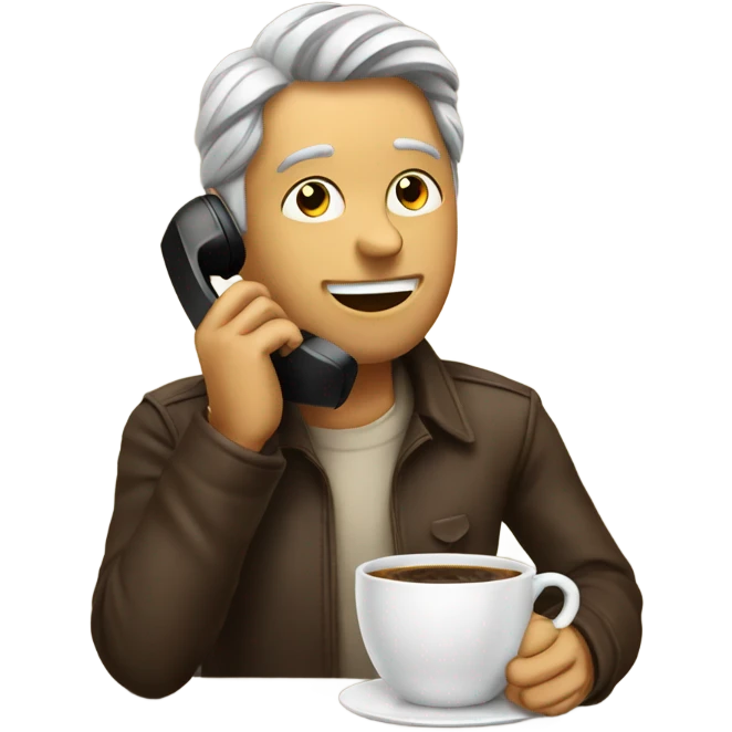 Talking on the phone and having a coffee emoji