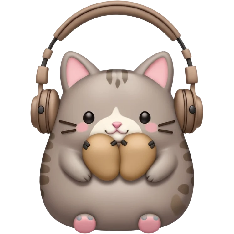 Pusheen with earphones  emoji