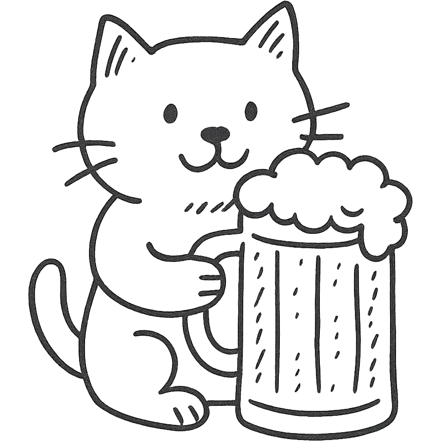 cat holding a giant beer mug emoji
