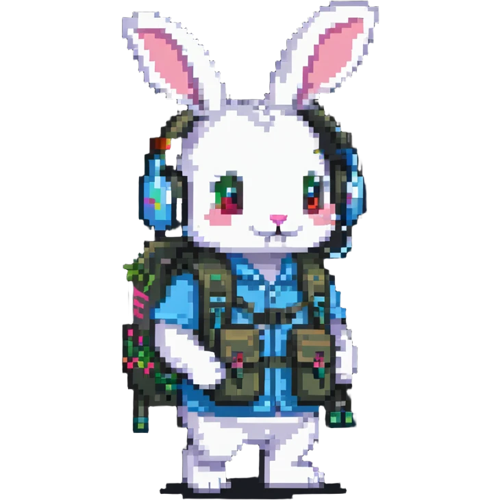 rabbit with headphones and backpack emoji