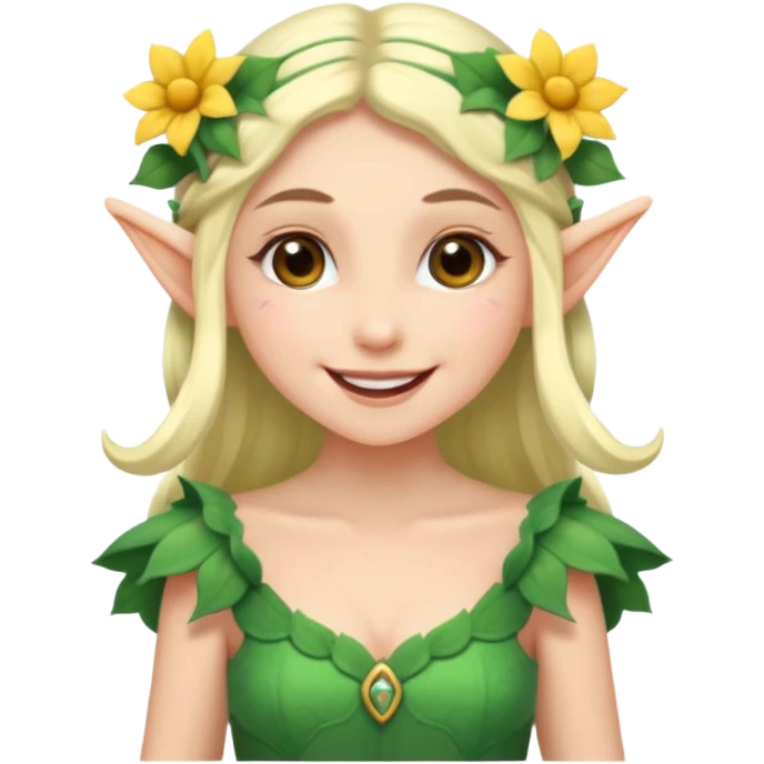 elf wearing flower dress emoji