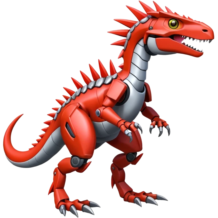 Spiky Cool Edgy Futuristic shiny colorful Digimon-Fakemon-Guilmon-Velociraptor-Mecha full body  emoji