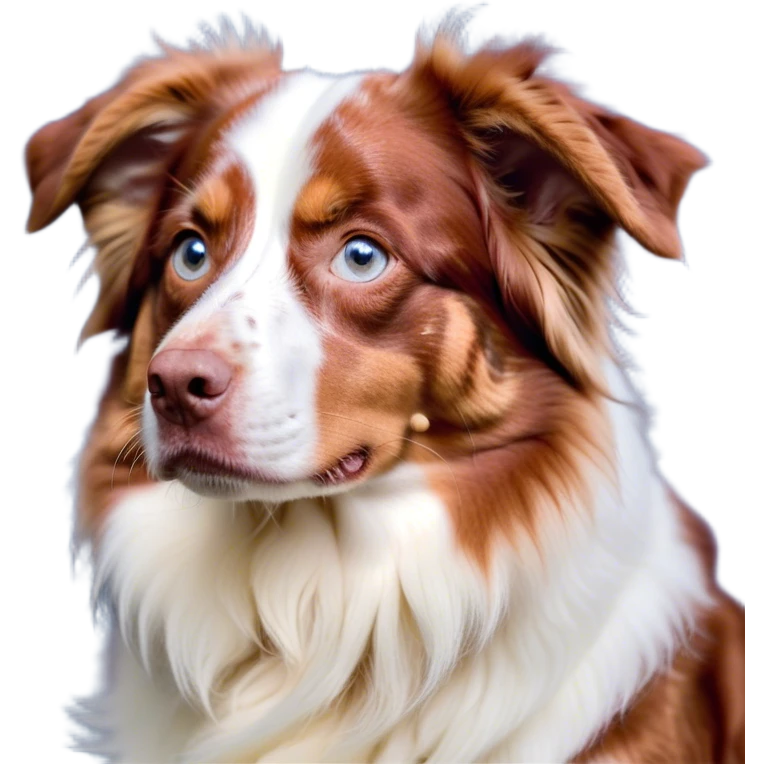 Cinematic Meme-Worthy Grumpy Predominantly White Red Merle Australian Shepherd Portrait Emoji, Head held high but eyes filled with dramatic disappointment, predominantly white fur with red merle markings, deeply furrowed brow forming an unmistakable scowl, floppy ears slightly angled back in disapproval, piercing blue eyes glaring with pure exasperation, Simplified yet hilariously over-exaggerated features, highly detailed, glowing with an aura of supreme annoyance, high shine, exhausted yet judgmental, stylized with an almost regal pettiness, bright but brooding, soft glowing outline, capturing the essence of a pup that has seen it all and is thoroughly unimpressed, so meme-worthy it feels like it could instantly become the next viral sensation of grumpiness! emoji