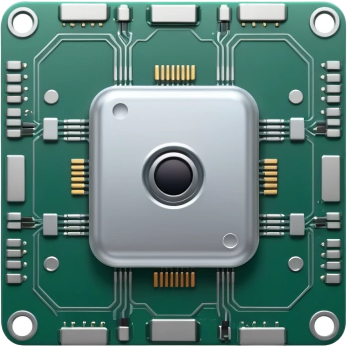 ultra realistic processor with small stamp drone emoji