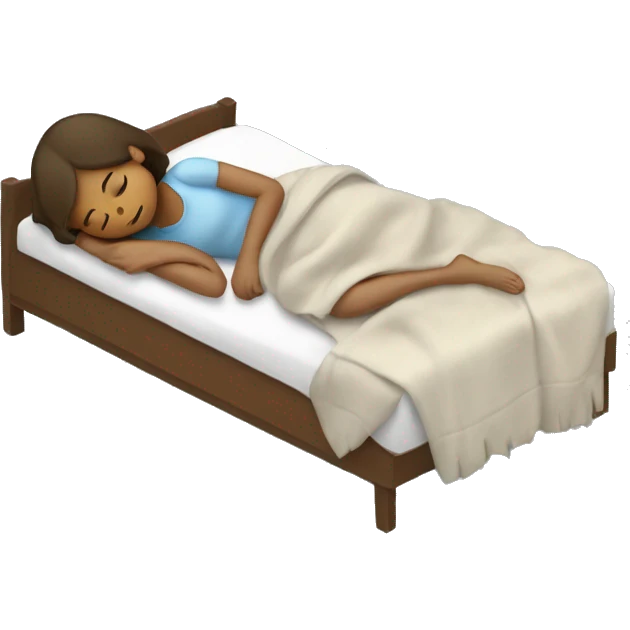 sleeping in bed brown hair girl with gray blanket emoji