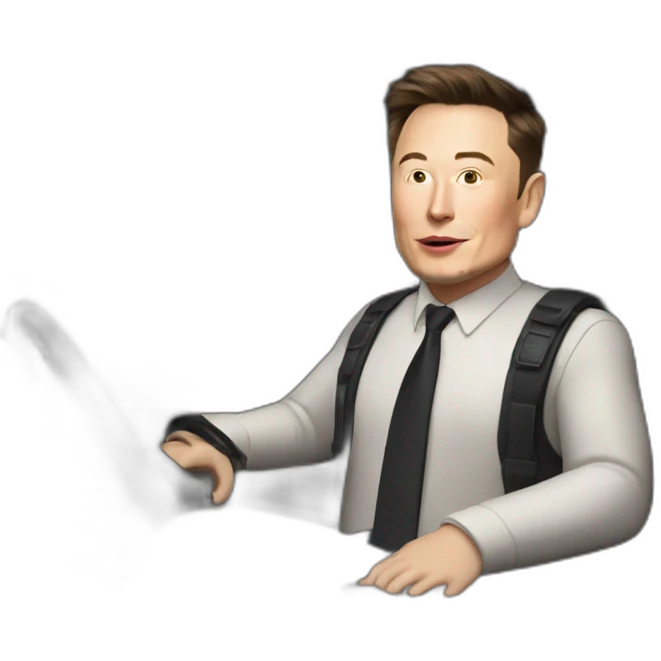 Elon musk riding in a Tesla cyber truck  emoji