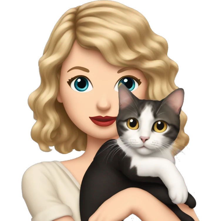Taylor swift holding cat very mysterious  emoji