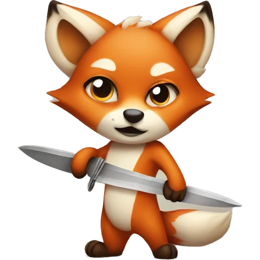 Cute fox with a knife emoji