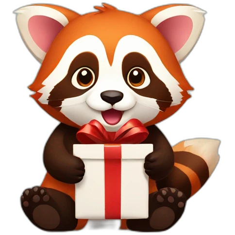 red panda holds a gift emoji