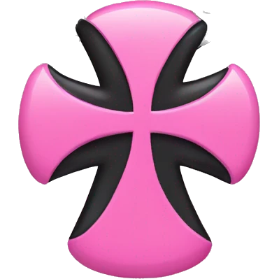 Pink cross with a silver chain wrapped around it with black bows emoji
