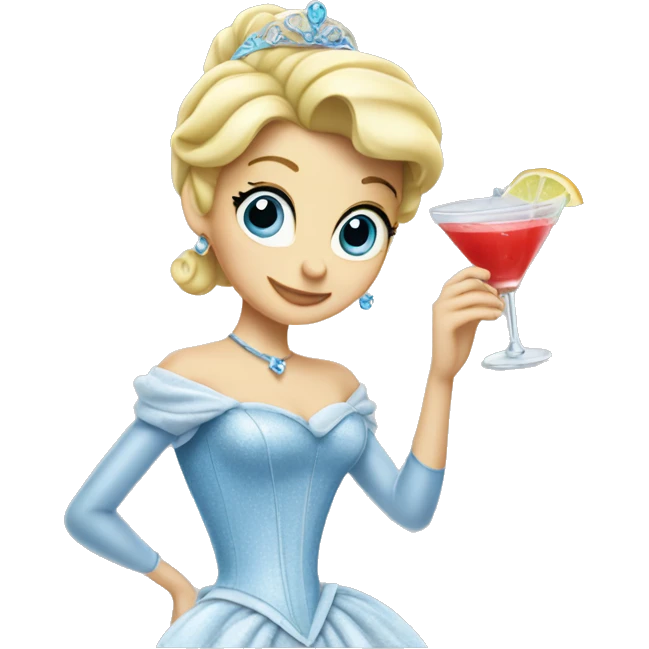 Cinderella drinking a cocktail emoji