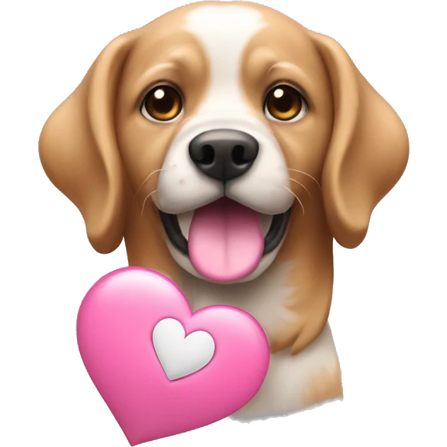 Un cane con un cuore rosa in mano emoji