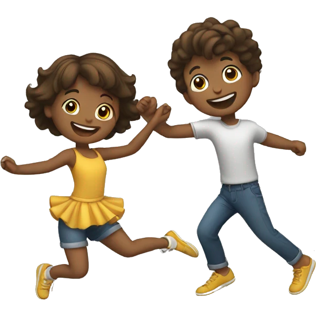 Happy boy and a girl dancing together  emoji