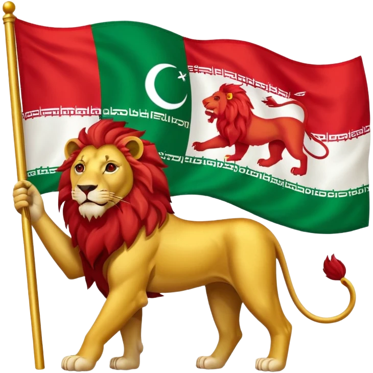Iran flag with lion and sun logo emoji