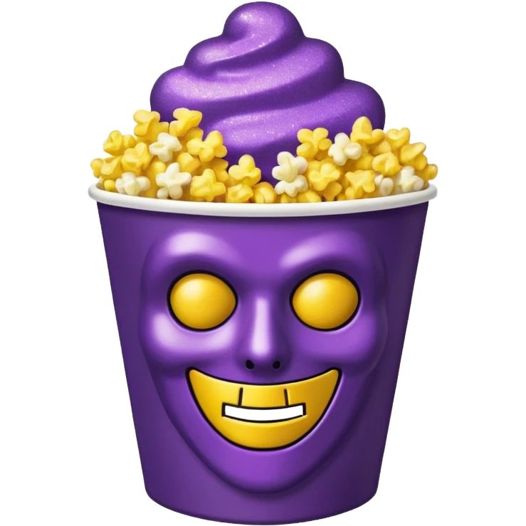Glitter purple and yellow popcorn with ghostface mask in packaging emoji