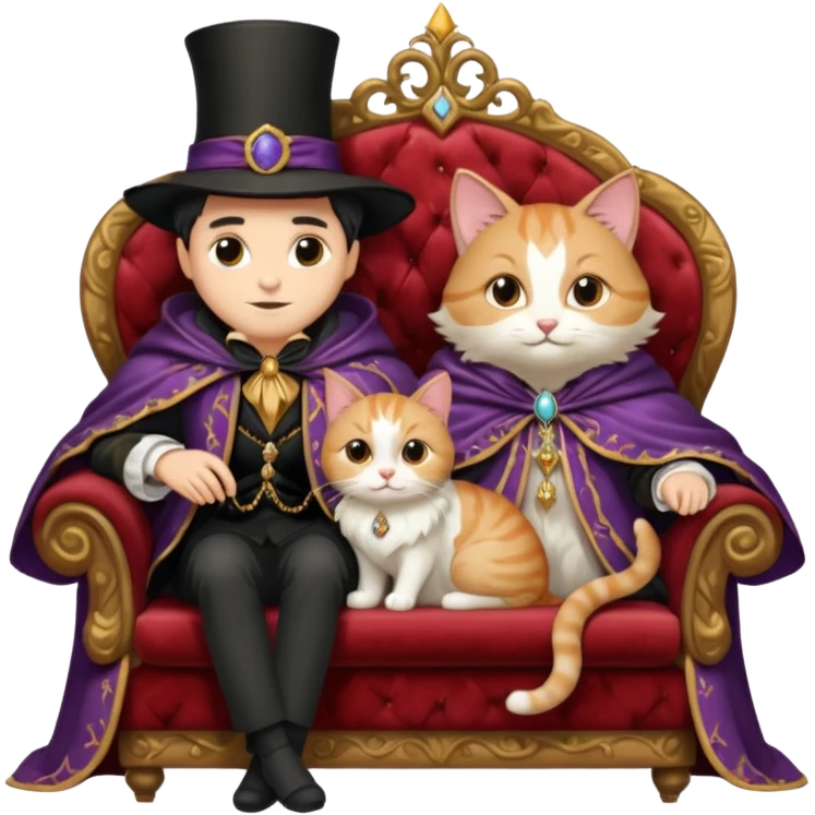 magician couple and their pet cat emoji