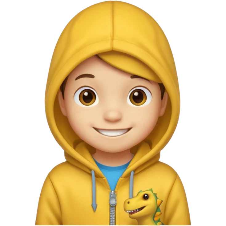 kid in yellow dinosaur hoodie emoji