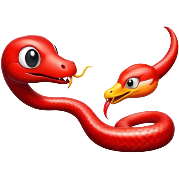 A red snake eating a white bird  emoji