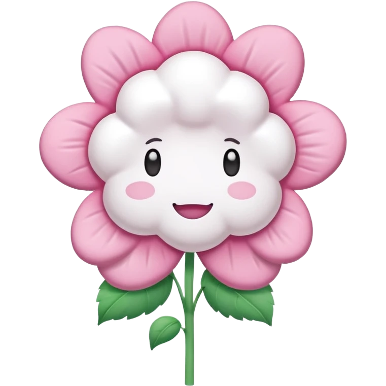 a single large flower-shaped marshmallow, pink and white, fluffy texture emoji
