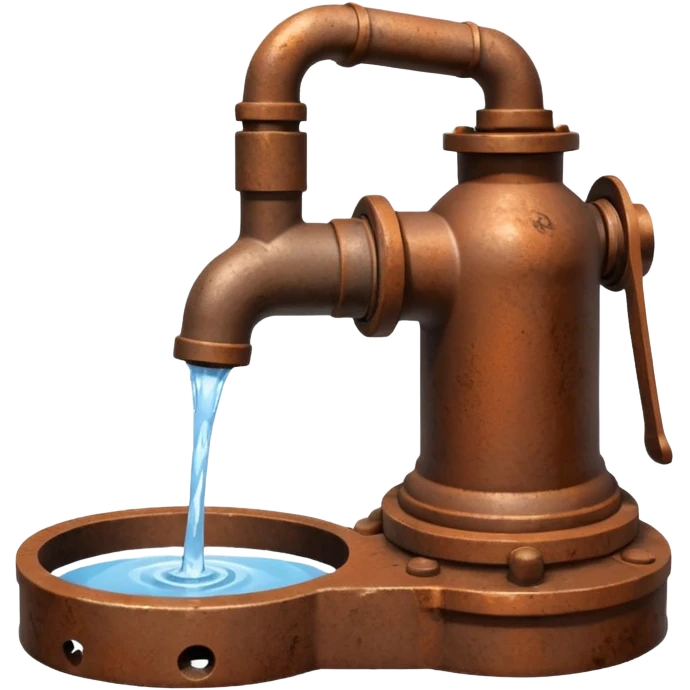 Ghibli style water pump with water pouring out of it emoji