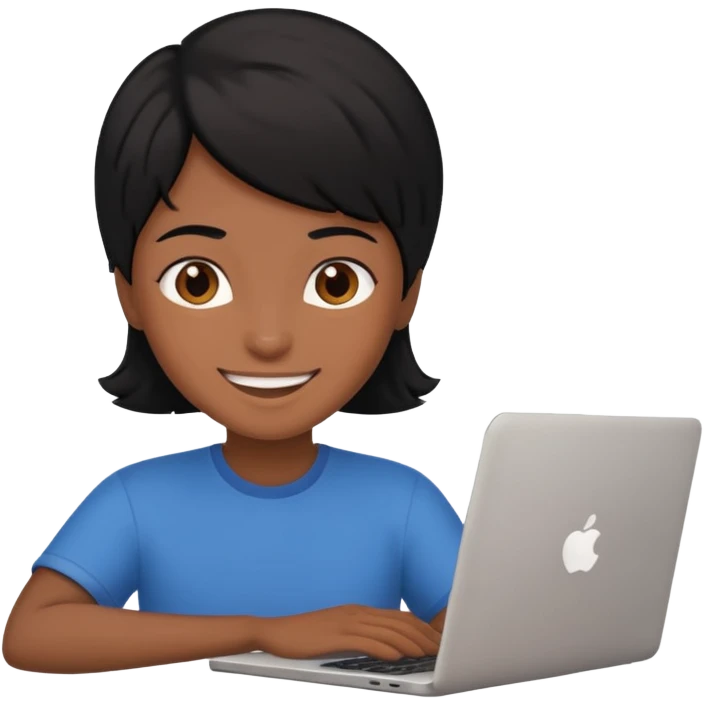 make an emoji of a black hair developer behind laptop emoji