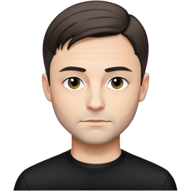 Oliver Riedel, reserved look, short hair, black clothing emoji