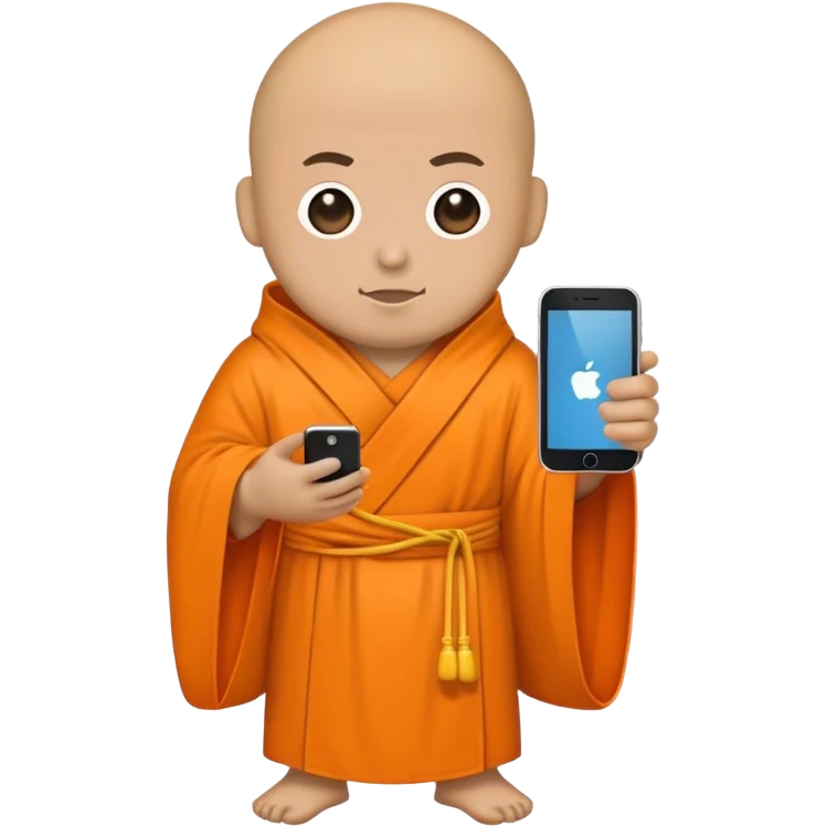 a mobile Phone in a monk orange robe emoji