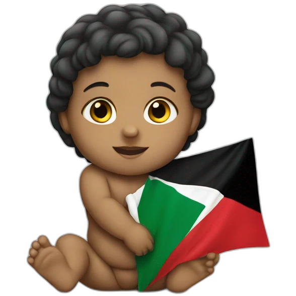 A baby holding palestinian flag emoji
