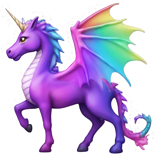 oilslick dragon unicorn purple pink rainbow emoji