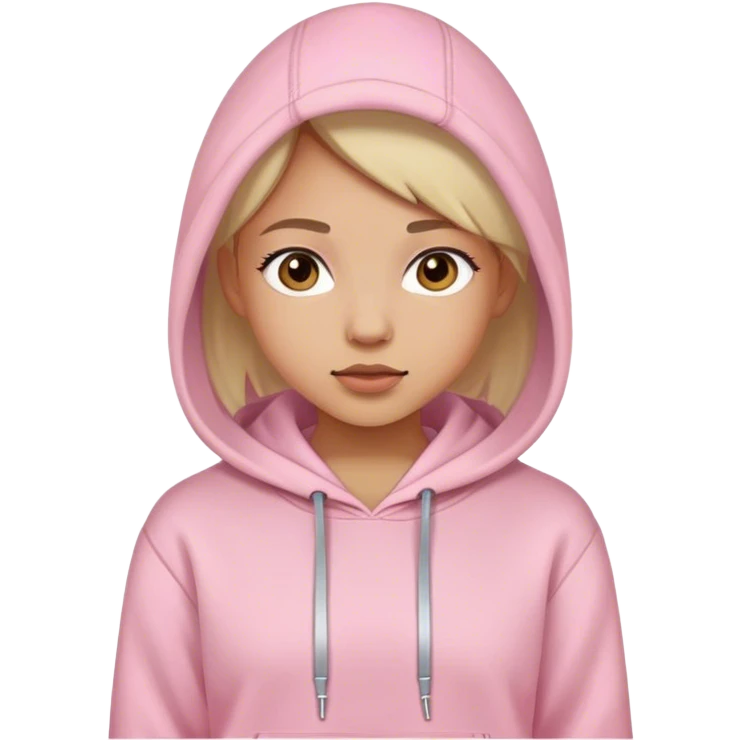 Girl using a light pink hoodie emoji