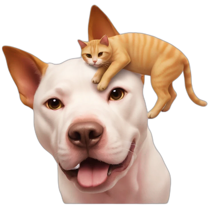 Cat on a dog on a pig emoji