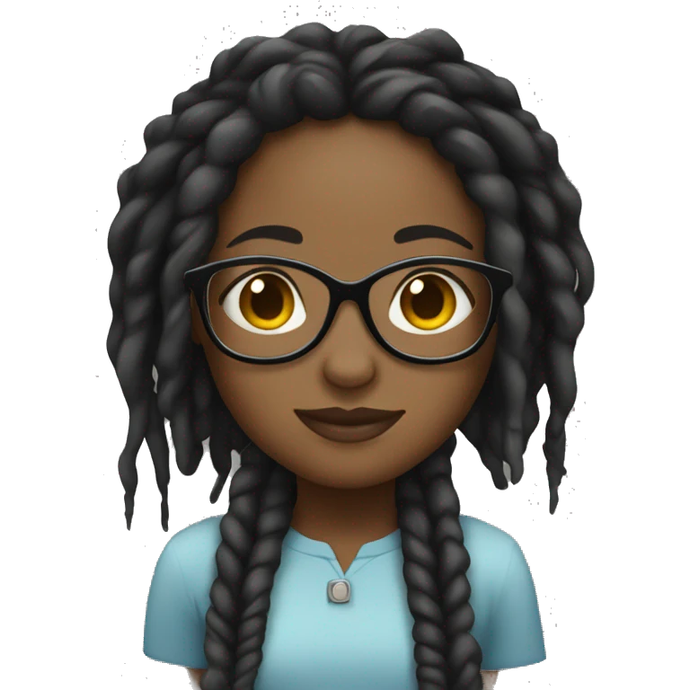 black girl with dreads and clear glasses emoji